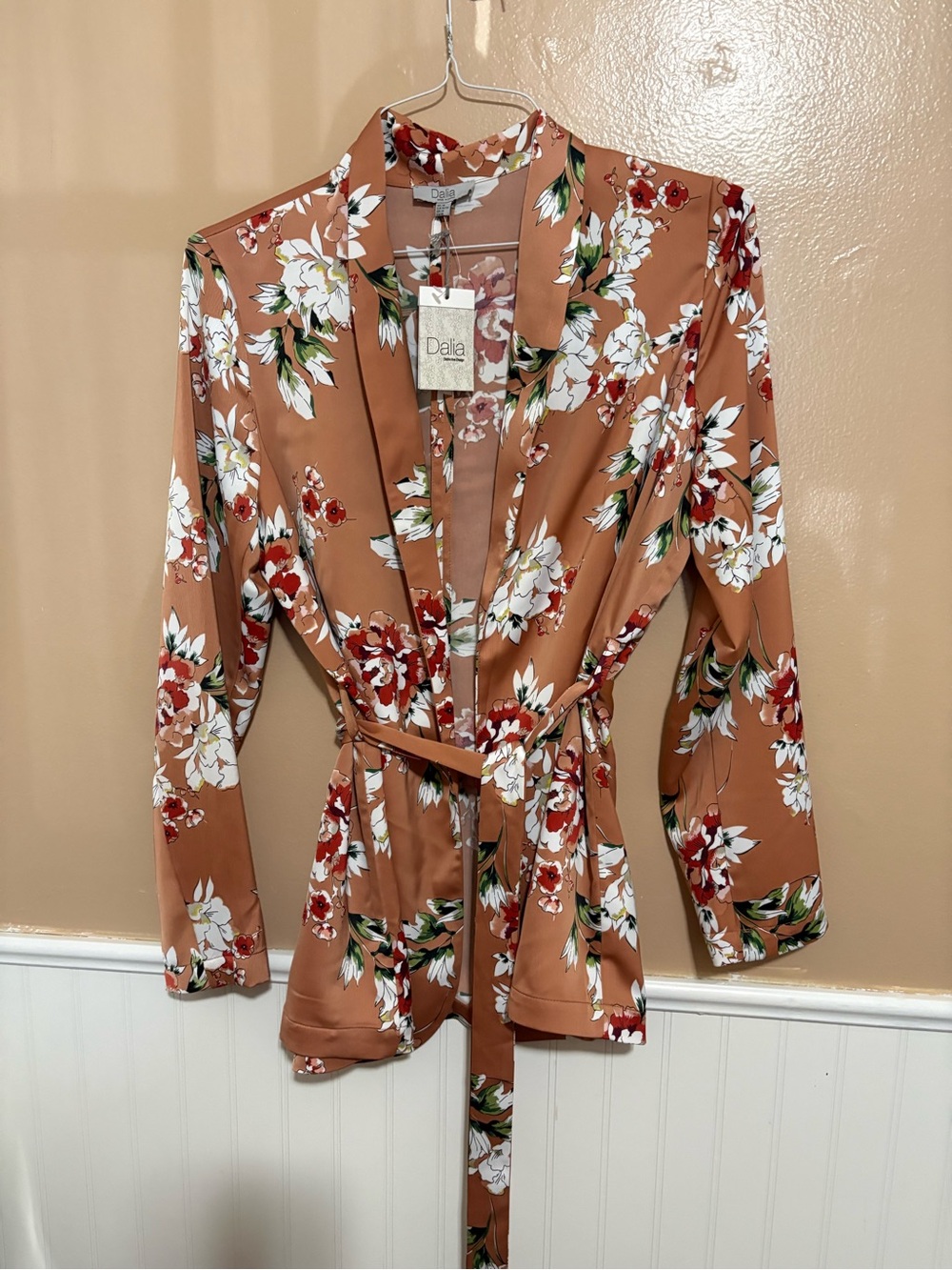 Dalia Medium Brown Open Front Kimono NWT